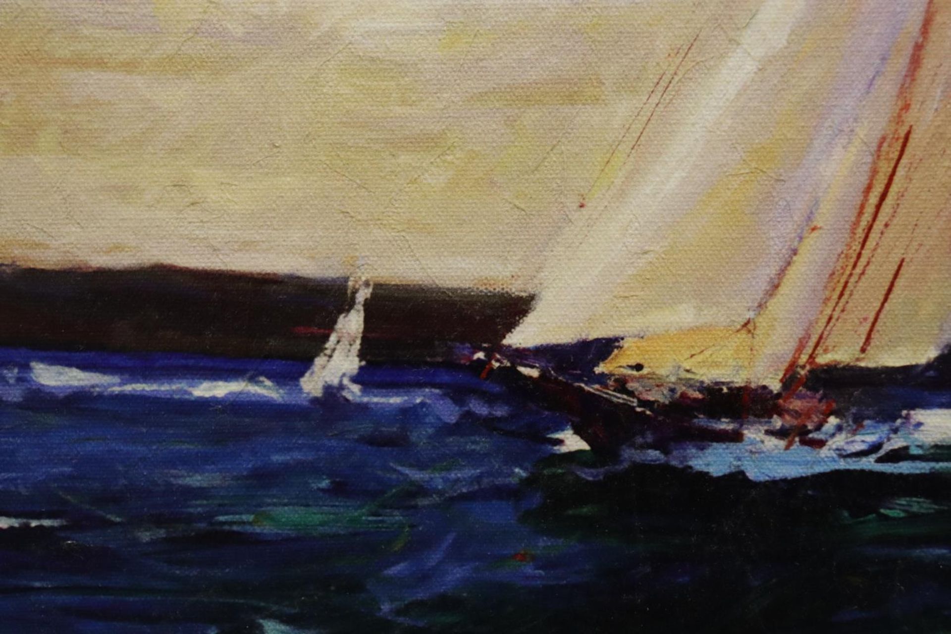 A CANVAS PRINT OF SAILING BOATS, 61CM X 52CM - Image 2 of 2