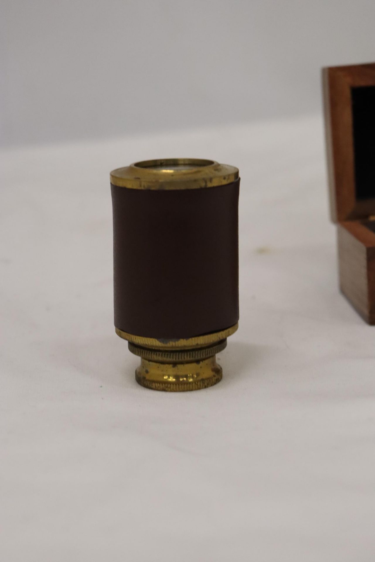 A BOXED BRASS AND LEATHER TELESCOPE - Image 2 of 6
