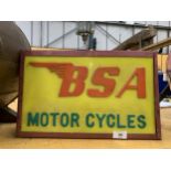 AN ILLUMINATED BSA MOTORCYCLE SIGN