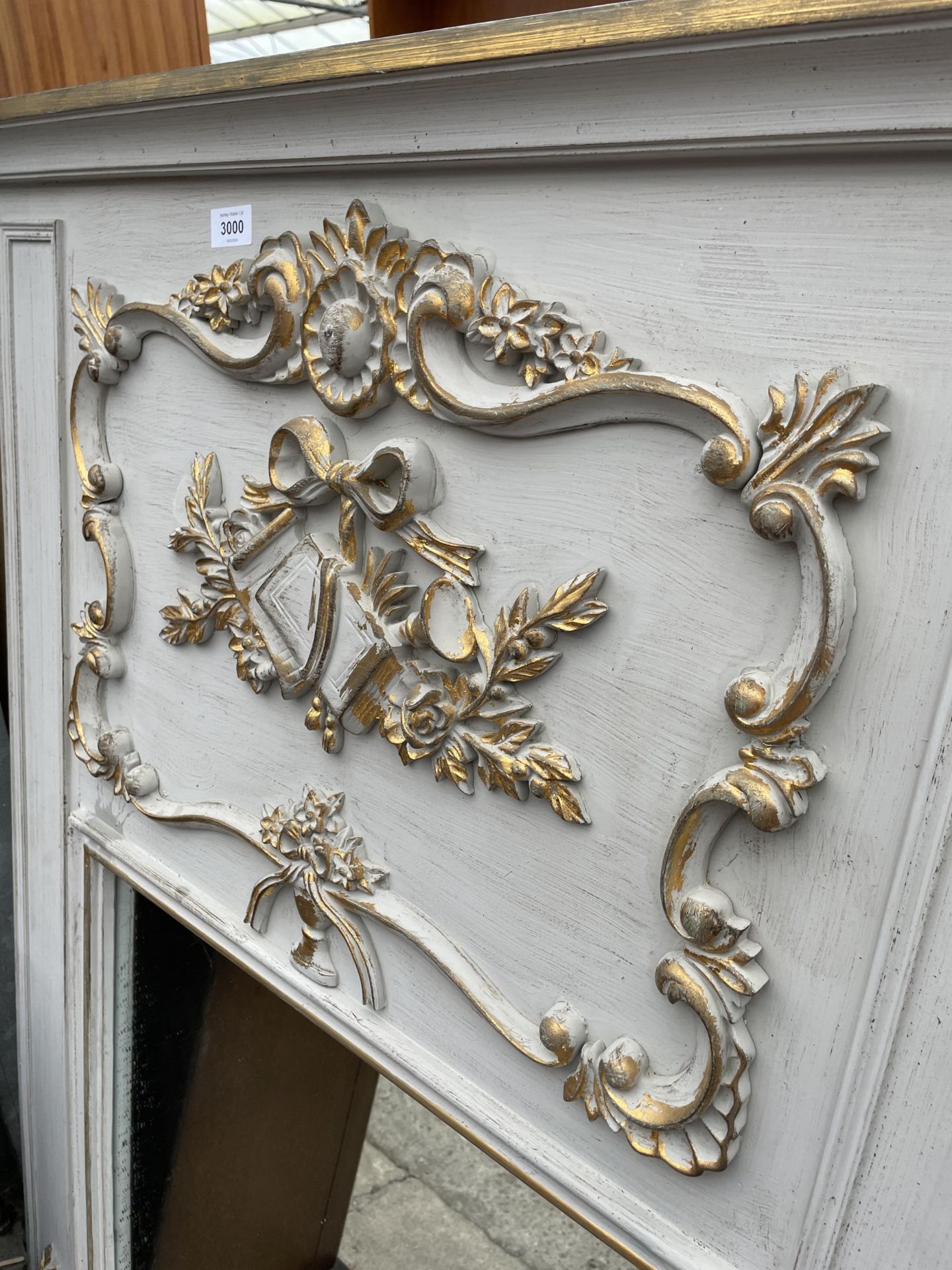 A 19TH CENTURY STYLE MIRROR WITH APPLIED CARVED DECORATION AND PARTIALLY GOLD PAINTED 51.5" X 36" - Image 3 of 3