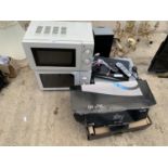 AN ASSORTMENT OF ITEMS TO INCLUDE TWO MICROWAVES AND SKY BOXES ETC