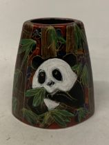 AN ANITA HARRIS HAND PAINTED AND SIGNED IN GOLD PANDA VASE
