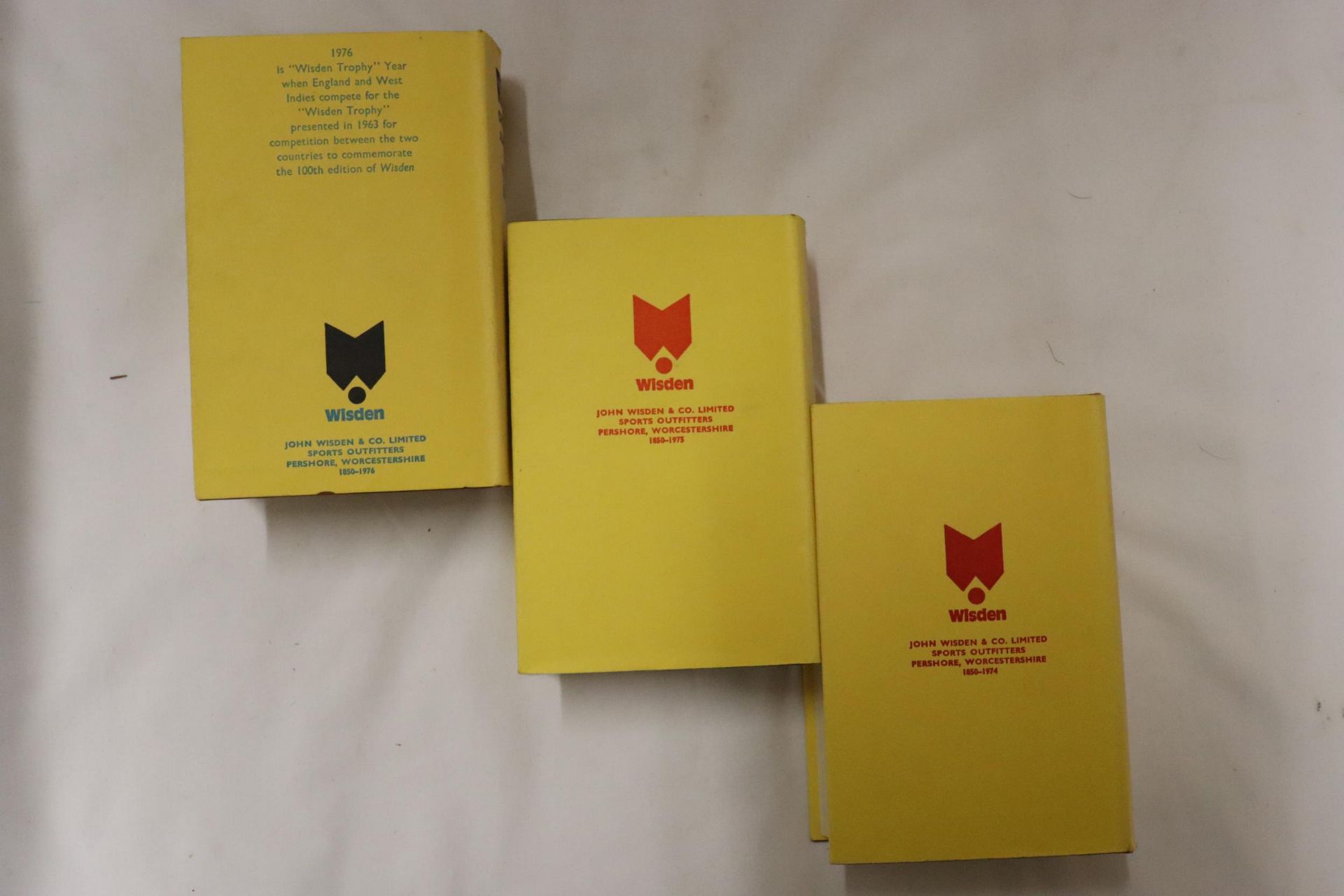 THREE HARDBACK COPIES OF WISDEN'S CRICKETER'S ALMANACKS, 1974, 1975 AND 1976. THESE COPIES ARE IN - Image 2 of 3