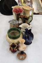 A QUANTITY OF CERAMICS TO INCLUDE A LUSTREWARE JUG, BESWICK JUG, ETC.,