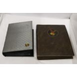 TWO POSTCARD ALBUMS WITH SHIPPING INTERST POSTCARDS