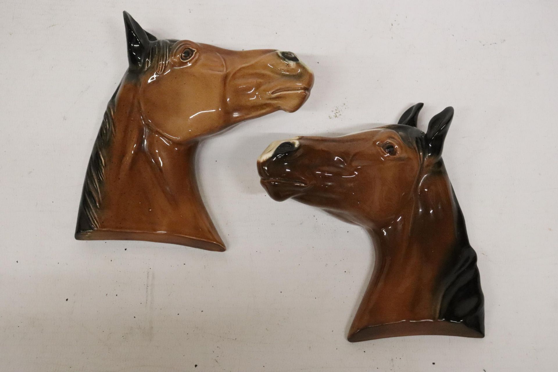 A PAIR OF CERAMIC HORSE PLAQUES