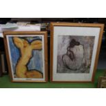 TWO LARGE FRAMED PRINTS TO INCLUDE A PICASSO AND MODIGLIANI, 68CM X 88CM AND 57CM X 77CM