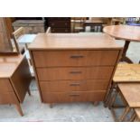 A RANELLA RETRO TEAK CHEST OF FOUR DRAWERS 30" WIDE