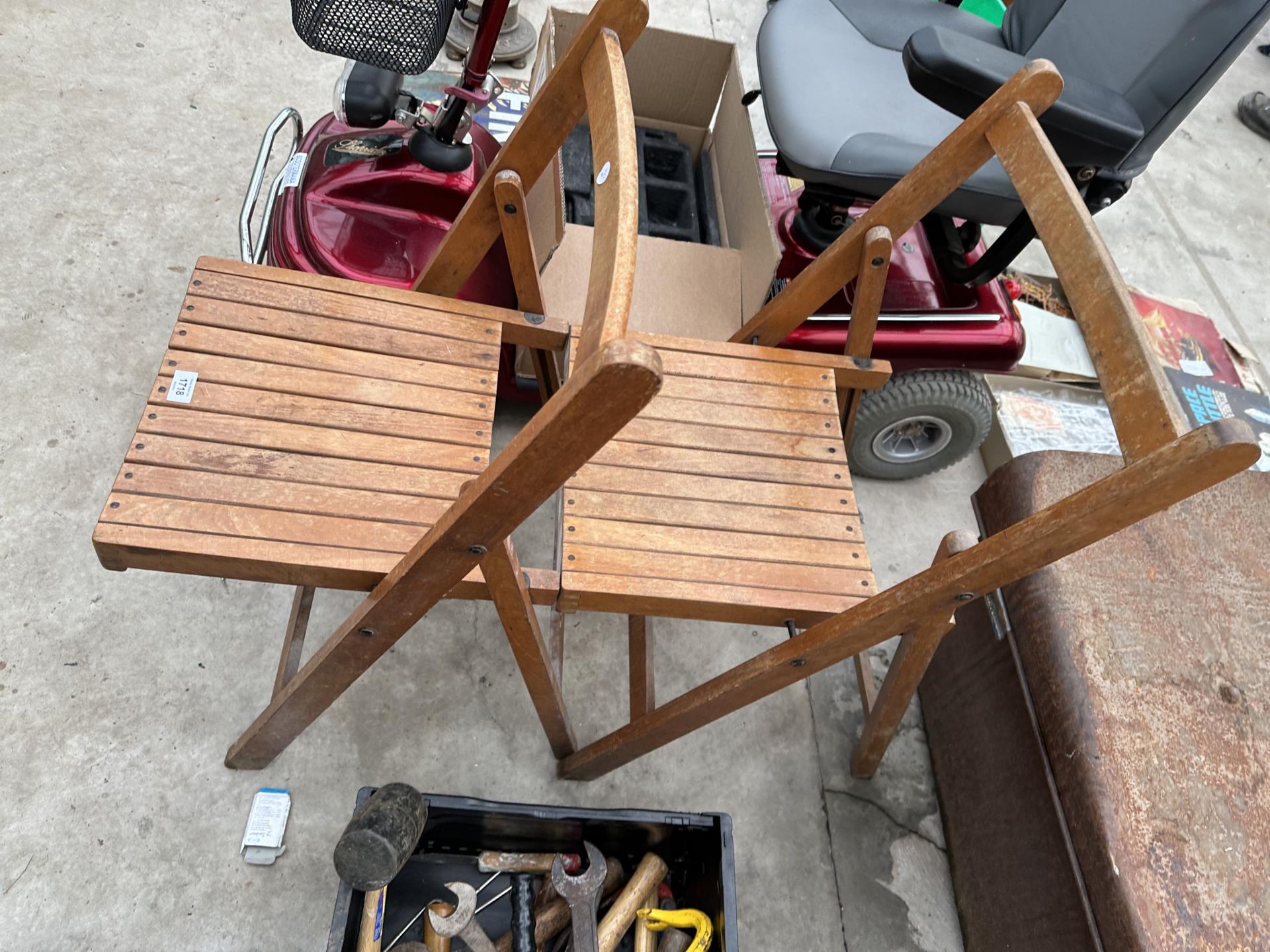TWO VINTAGE WOODEN FOLDING CHAIRS - Image 2 of 3