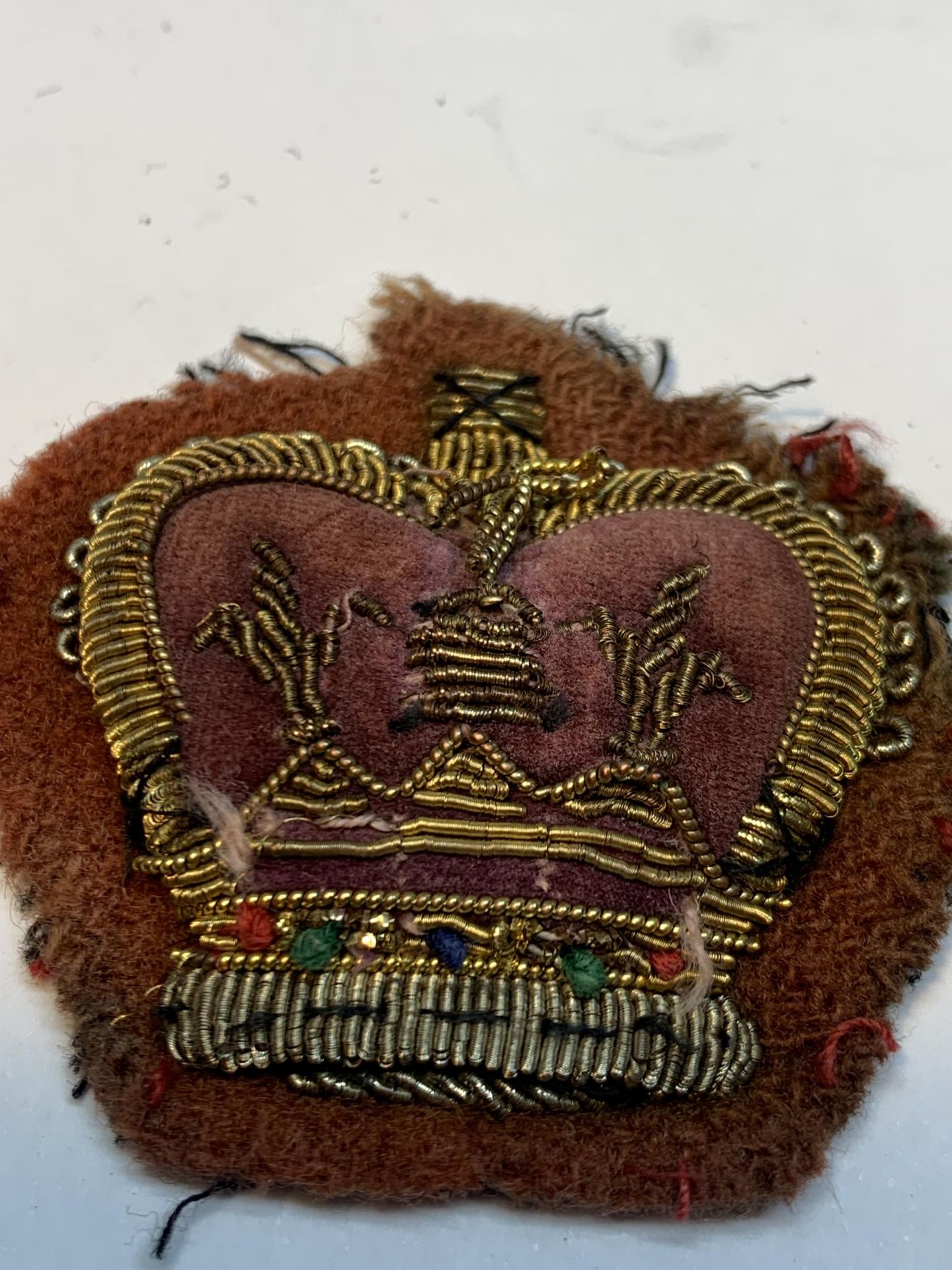 TWO BEAD AND CLOTH CROWN BADGES - Image 2 of 4