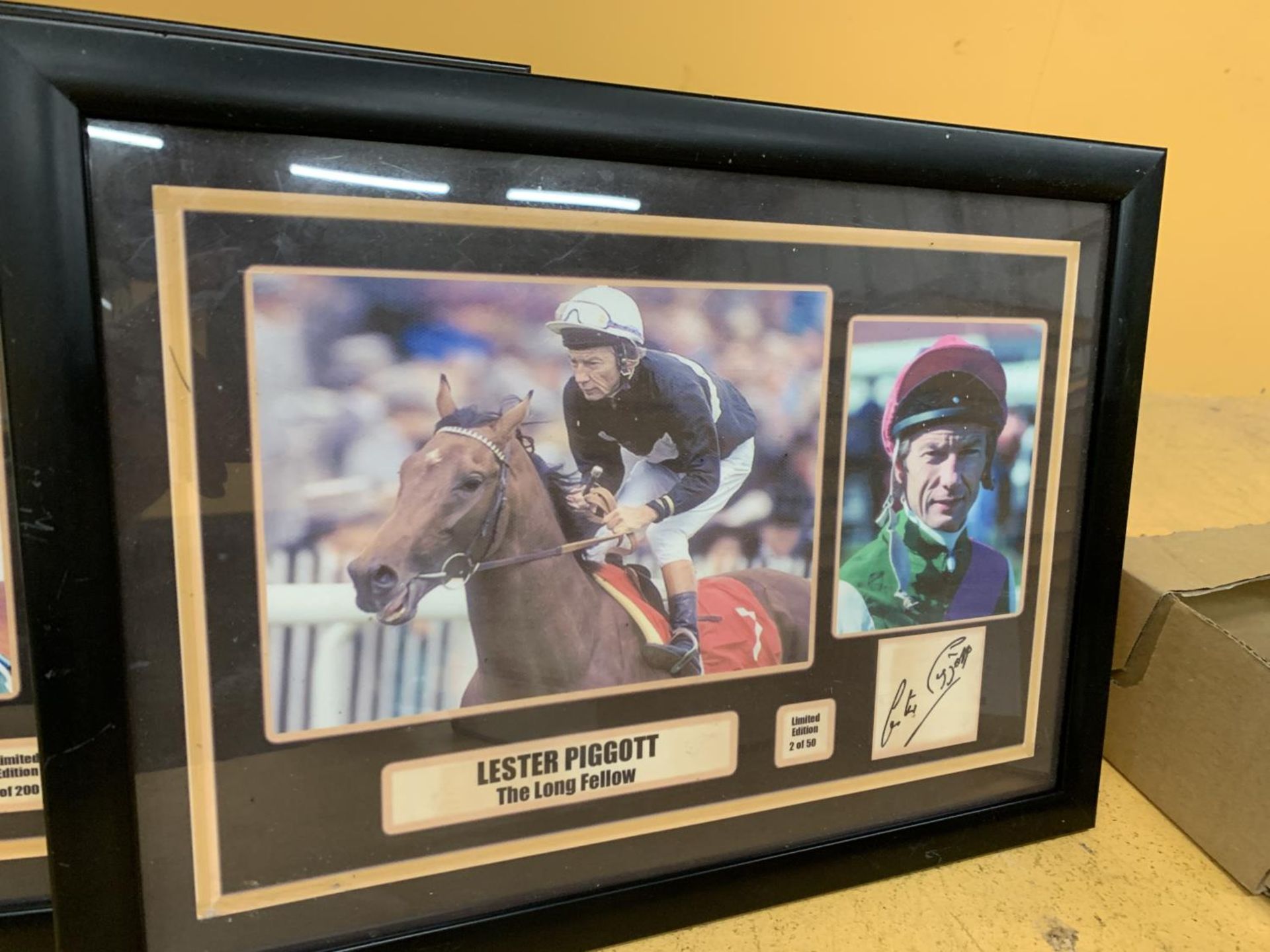 THREE AUTOGRAPHED FRAMED MONTAGES OF LESTER PIGGOTT, RUBY WALSH AND TONY McCOY - Image 2 of 4