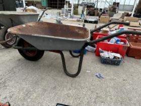 A METAL WHEEL BARROW WITH RUBBER TYRE