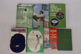 SEVEN CRICKET COUNTY BOOKS TO INCLUDE THE ROSES MATCHES 1919-1939, THE WARS OF THE ROSES,