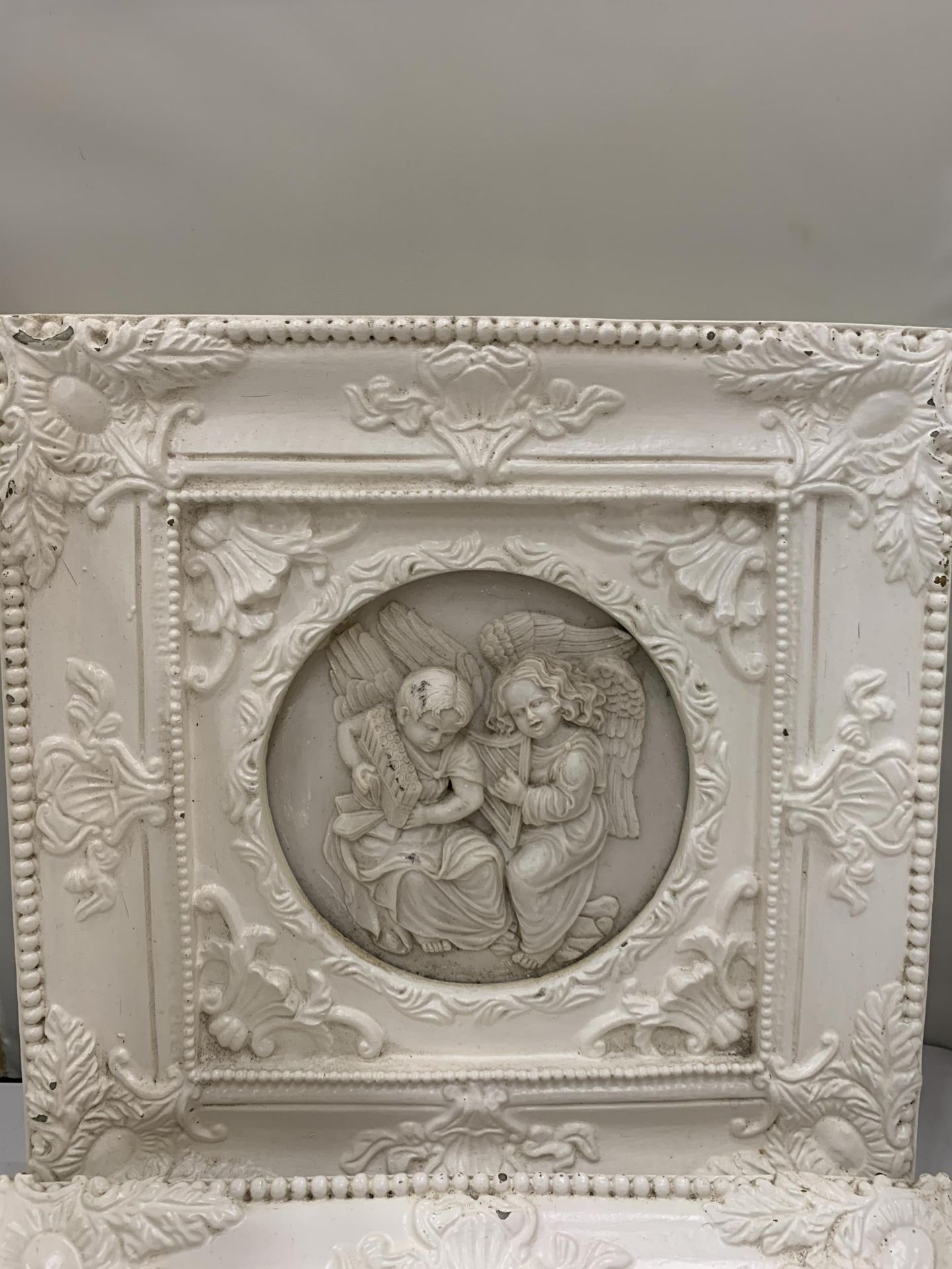 TWO ORNATELY FRAMED SCULPTURES OF ANGELS - Image 2 of 5