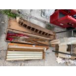 TWO VINTAGE WOODEN BOXES WITH AN ASSORTMENT OF MODEL SHIP ITEMS