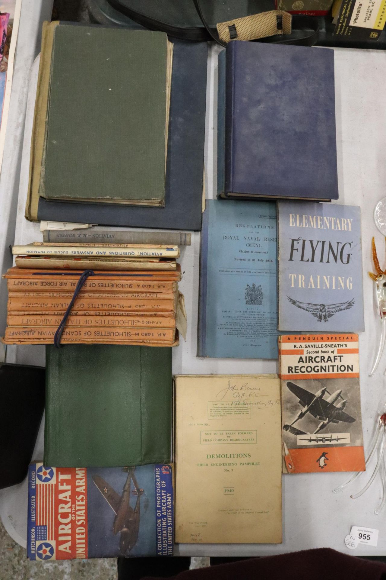 A COLLECTION OF VINTAGE AVIATION BOOKS TO INCLUDE 'THE ROYAL ENGINEERS POCKET BOOK', 1936