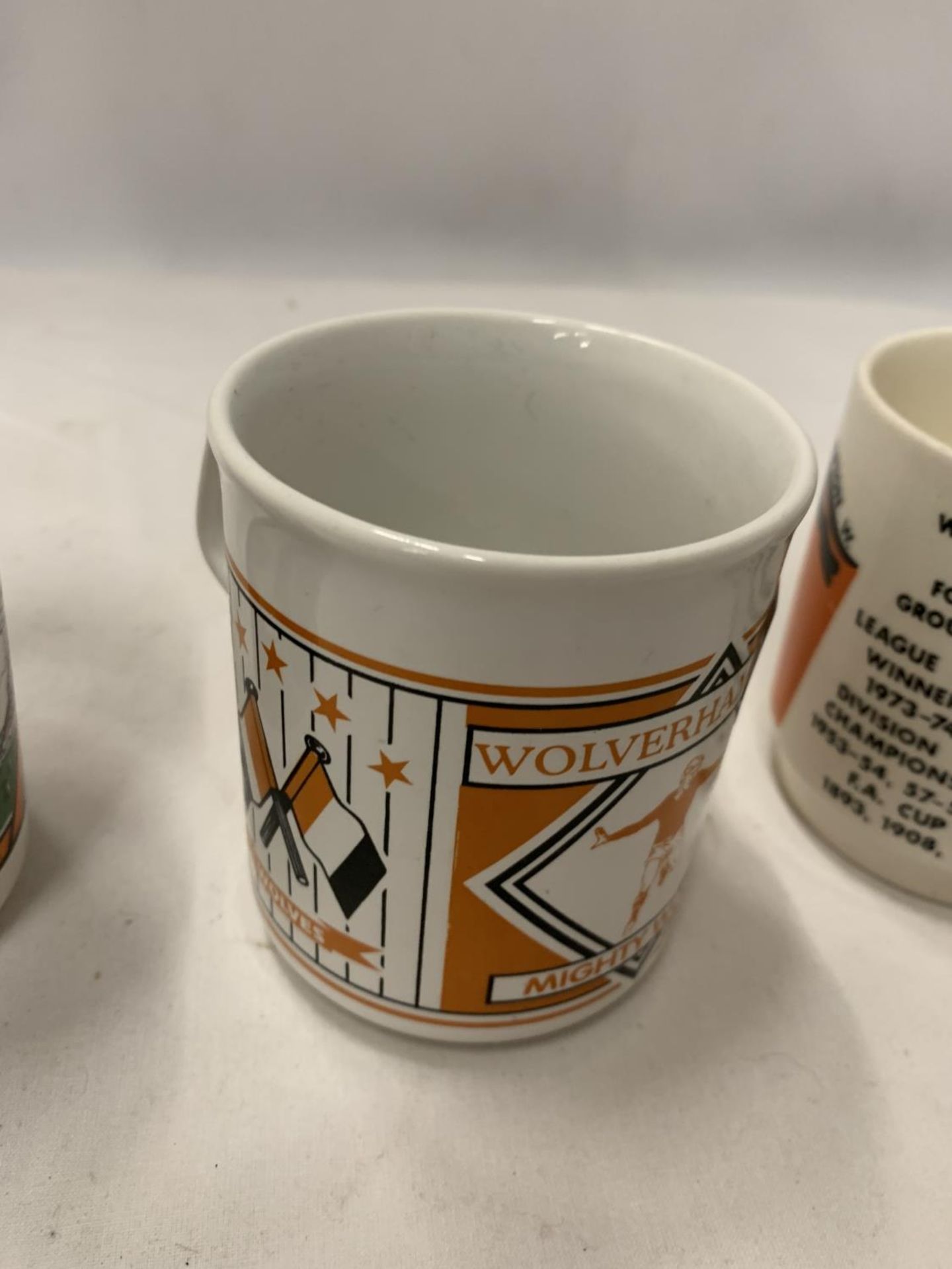 THREE WOLVERHAMPTON WANDERERS MUGS FROM THE 1960'S, 1970'S AND 1980'S - Image 3 of 4