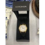 A MANS SEKONDA WRISTWATCH, BOXED, WORKING AT TIME OF CATALOGUING, NO WARRANTY GIVEN