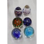 SIX GLASS PAPERWEIGHTS