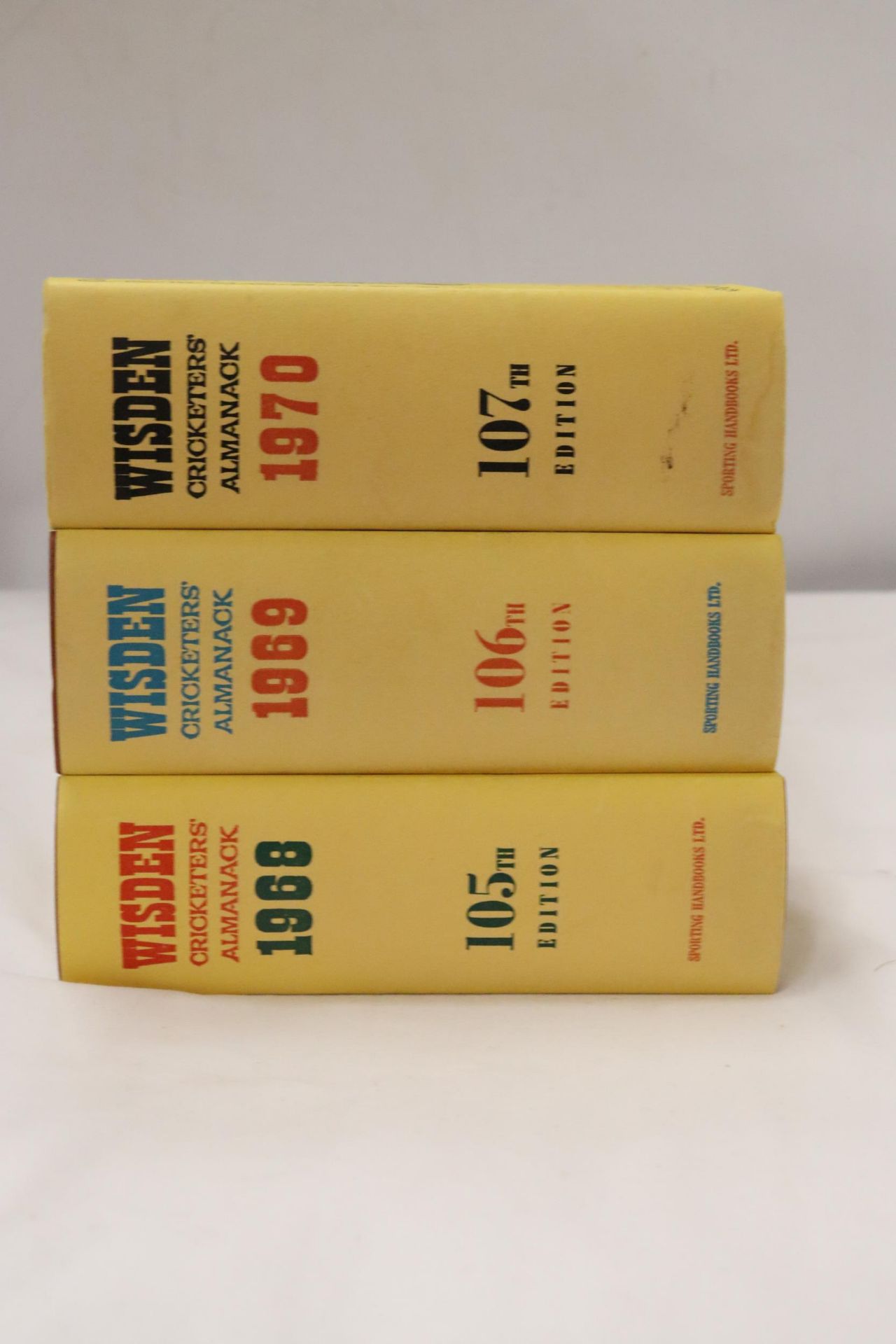 THREE HARDBACK COPIES OF WISDEN'S CRICKETER'S ALMANACKS, 1968, 1969 AND 1970. THESE COPIES ARE IN - Image 2 of 3