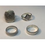 FOUR VARIOUS SILVER RINGS