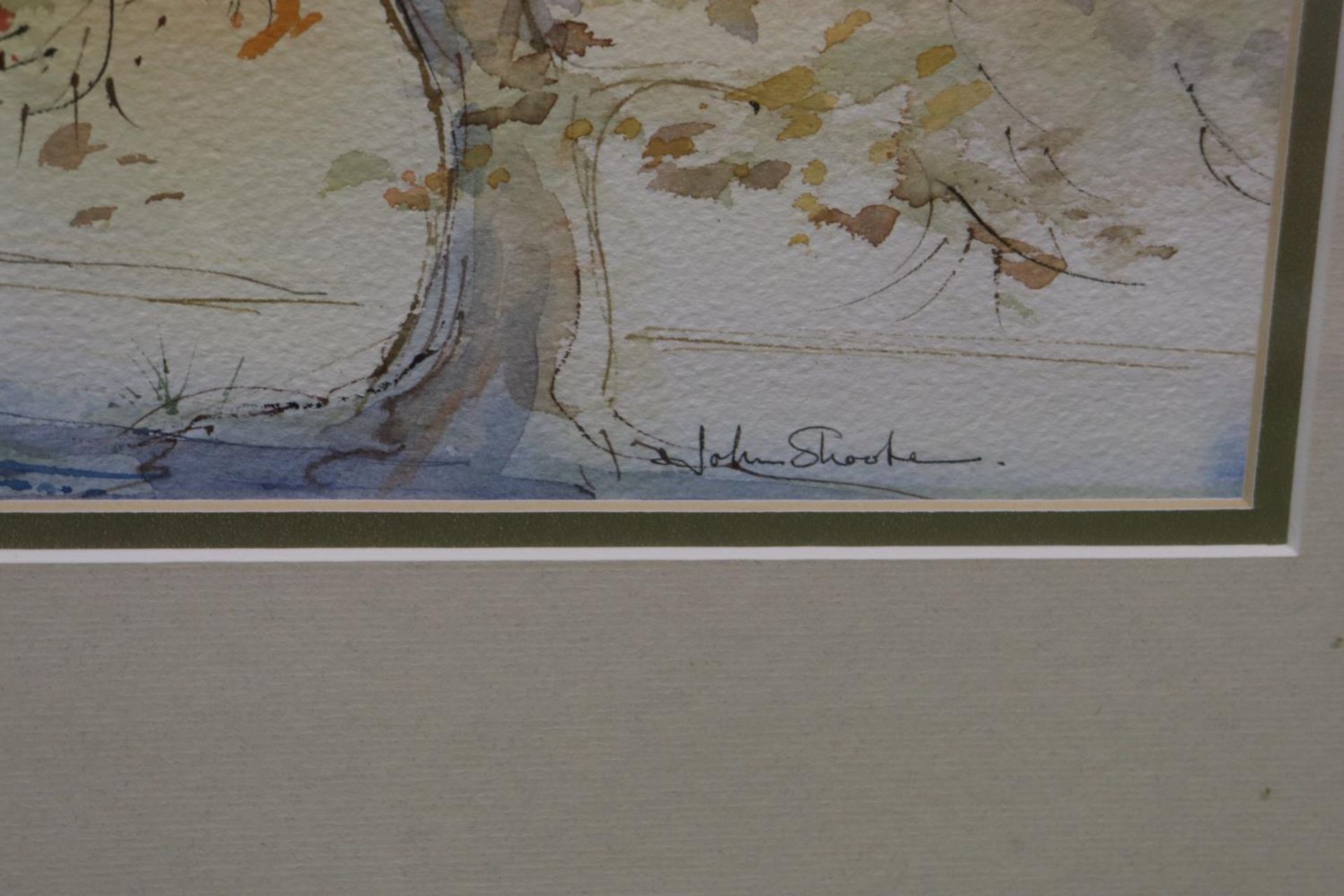 THREE FRAMED WATERCOLOURS, TWO OF COUNTRYSIDE SCENES, THE OTHER A BEACH SCENE, ALL SIGNED - Image 6 of 7