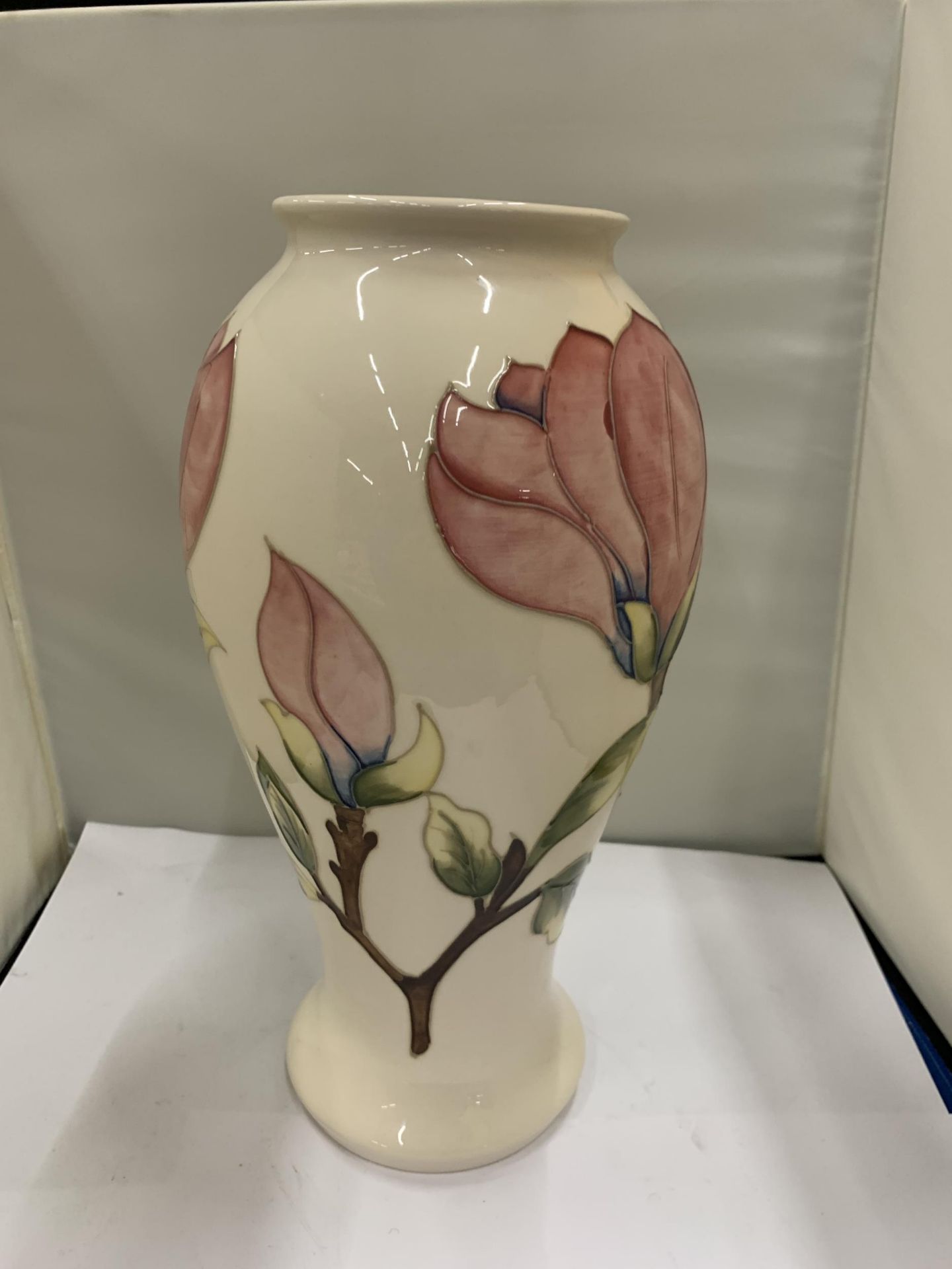 A MOORCROFT PINK MAGNOLIA VASE 12" TALL