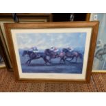 A LIMITED EDITION, 355/850, PRINT OF WARNING WINNING THE QE11 IN 1988, SIGNED BY JOCKEY PAT EDDERY