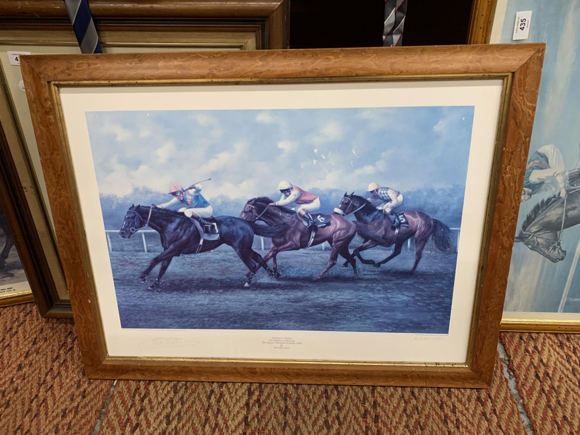 A LIMITED EDITION, 355/850, PRINT OF WARNING WINNING THE QE11 IN 1988, SIGNED BY JOCKEY PAT EDDERY