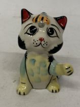 A LORNA BAILEY HAND PAINTED AND SIGNED CAT AND BEE FIGURE