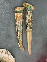 AN ORNATE ENAMELLED DAGGER AND SCABBARD