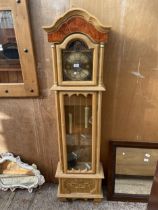 A MODERN EMPEROX PINE LONGCASE CLOCK WITH GLASS DOOR