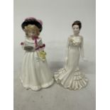 TWO FIGURES ONE ROYAL DOULTON SHARON AND A COALPORT CRYSTAL