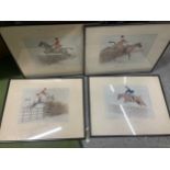 FOUR VINTAGE FRAMED HUNTING PRINTS