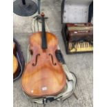 A VINTAGE CELLO FOR RESTORATION WITH CARRY BAG