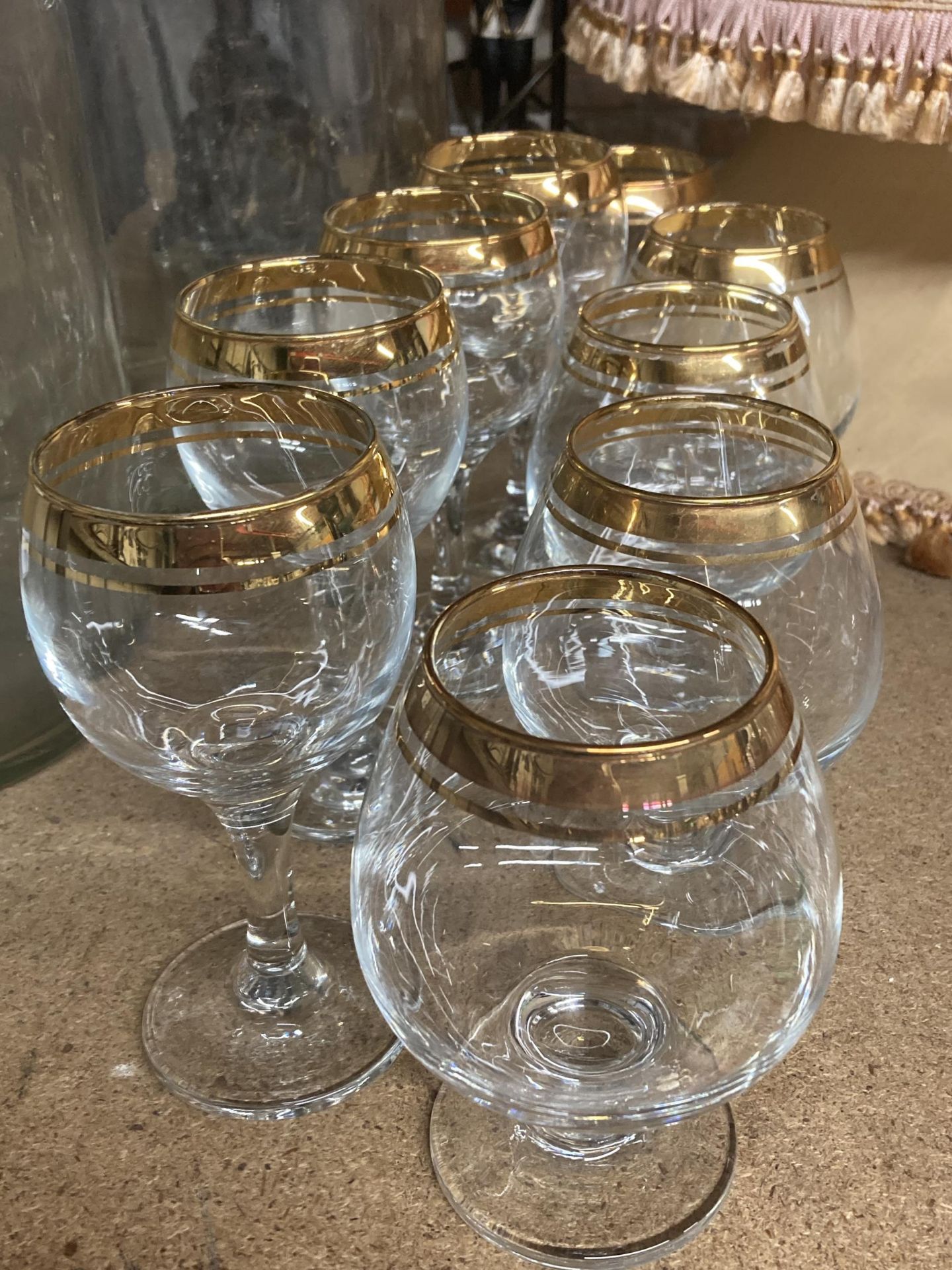 GILT RIMMED GLASSES TO INCLUDE WINE, BRANDY ETC - Image 2 of 2