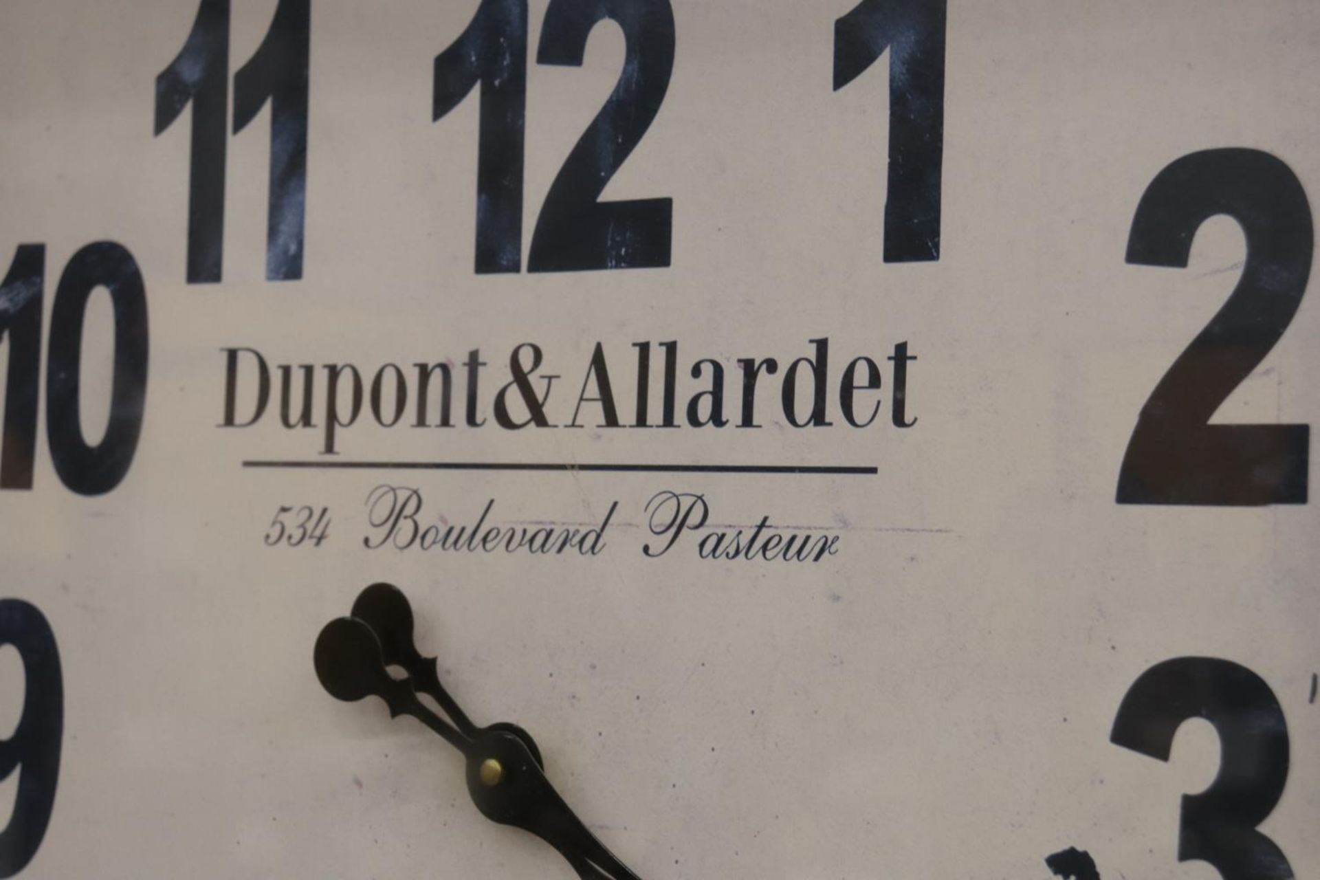 A LARGE METAL FRENCH CLOCK, DUPONT AND ALLARDET, 60CM X 60CM - Image 2 of 2
