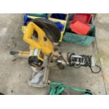 A DEWALT ELECTRIC COMPOUND MITRE SAW BELIEVED IN WORKING ORDER BUT NO WARRANTY