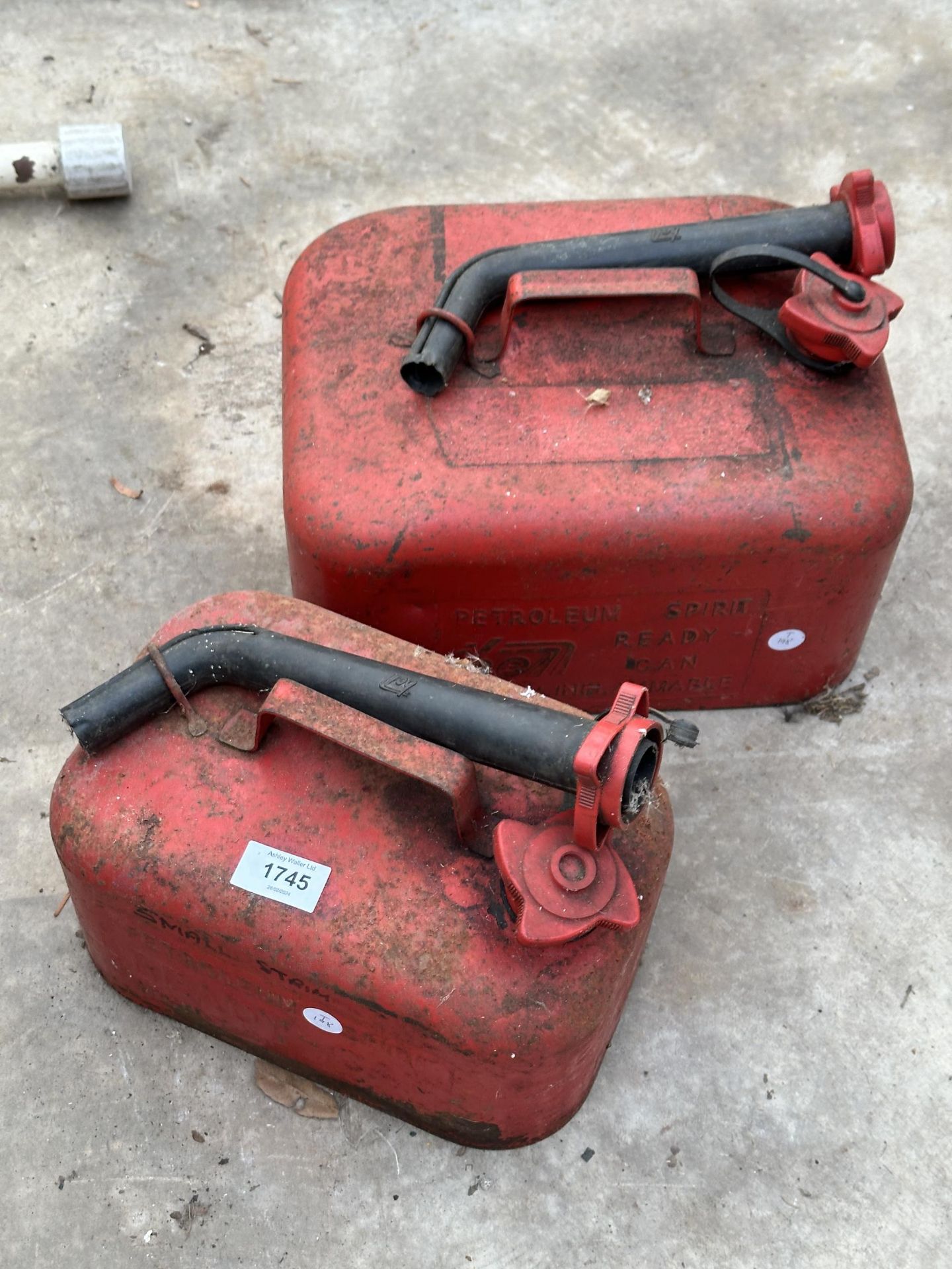 TWO METAL FUEL CANS
