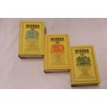 THREE HARDBACK COPIES OF WISDEN'S CRICKETER'S ALMANACKS, 1965, 1966 AND 1967. THESE COPIES ARE IN