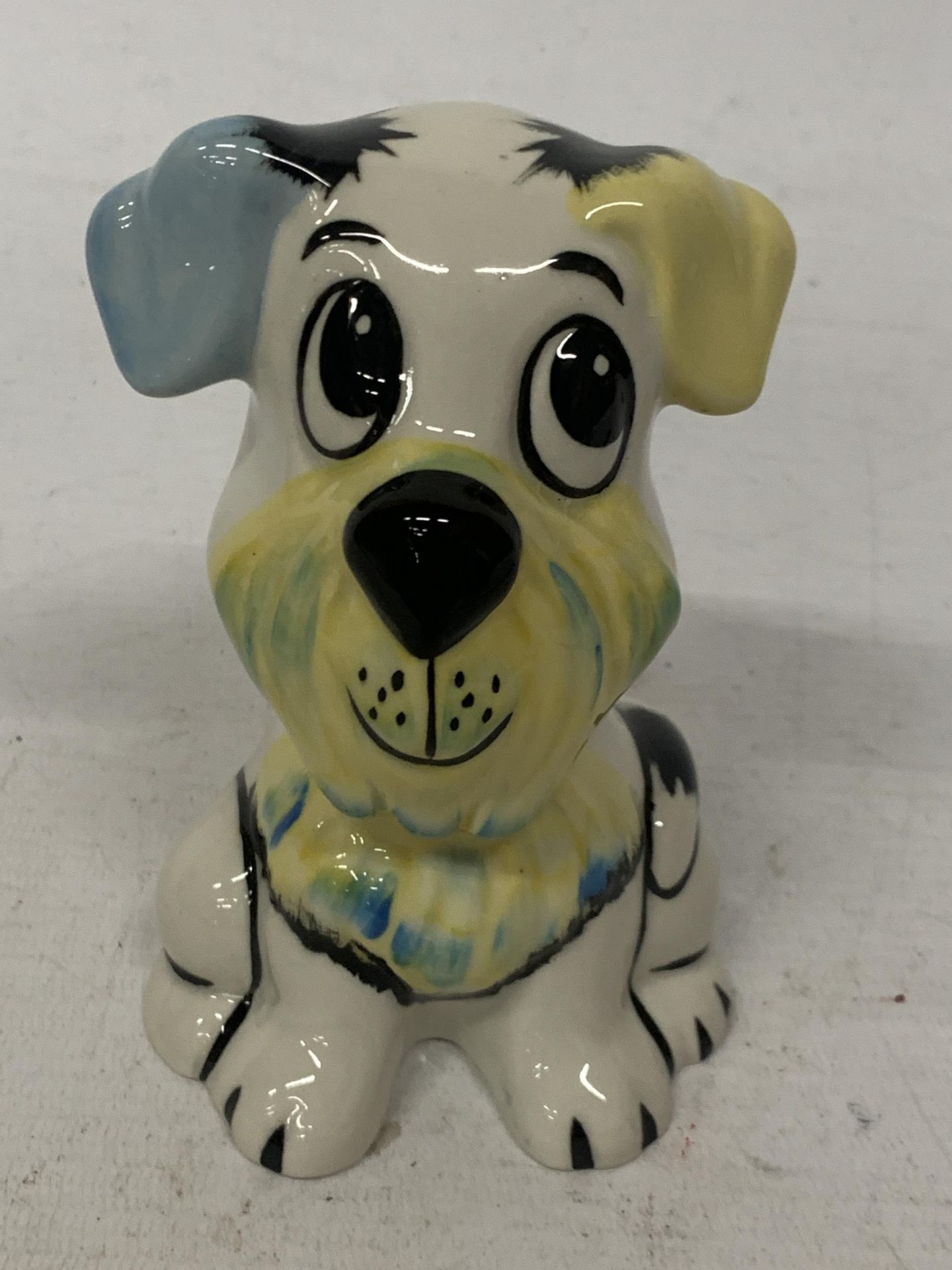 A LORNA BAILEY HAND PAINTED AND SIGNED WUF WUF DOG FIGURE
