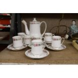 A PARAGON 'BELINDA' COFFEE SET TO INCLUDE A COFFEE POT, CREAM JUG, SIX CUPS AND SAUCERS