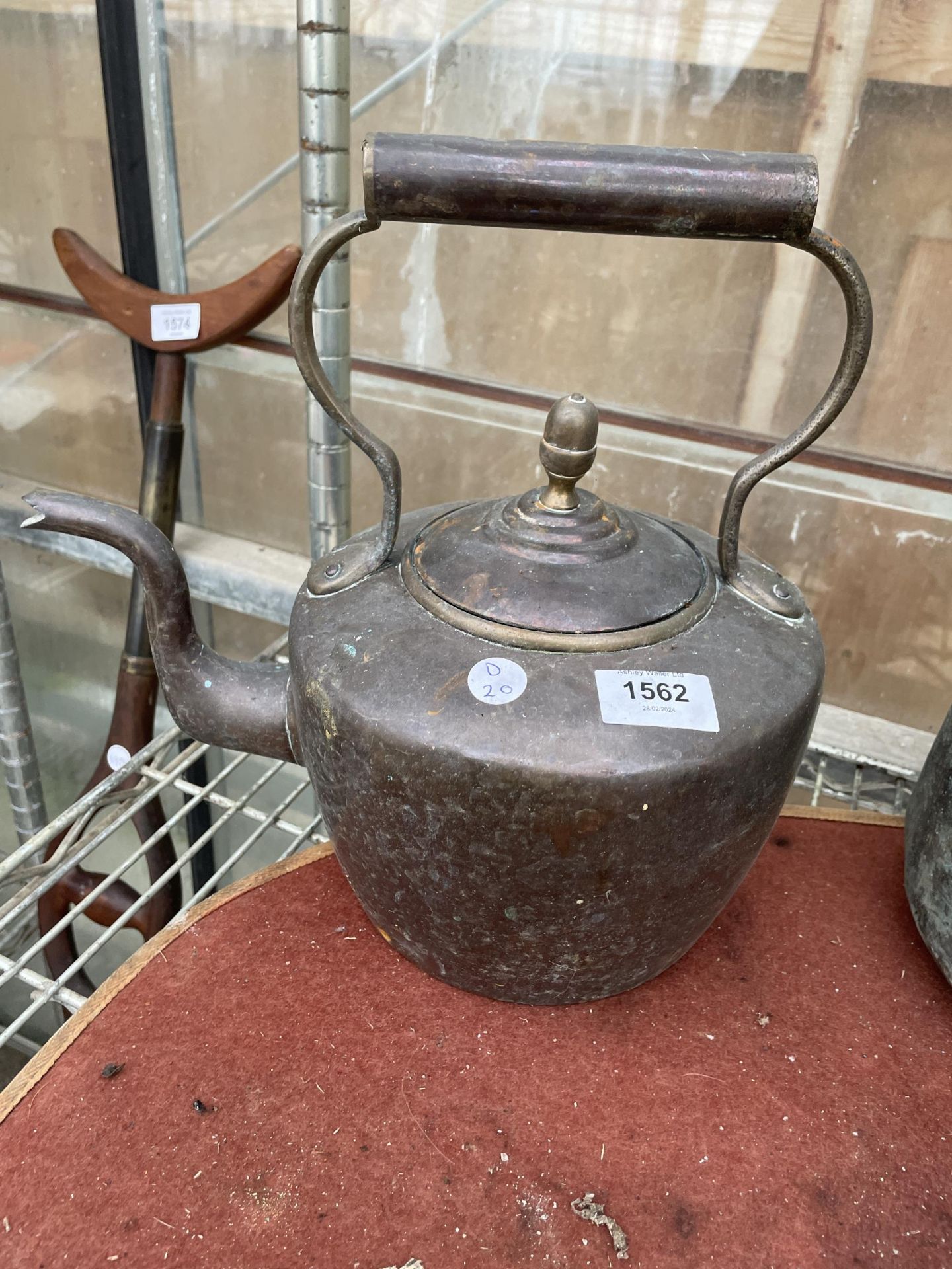 A LARGE VINTAGE COPPER KETTLE