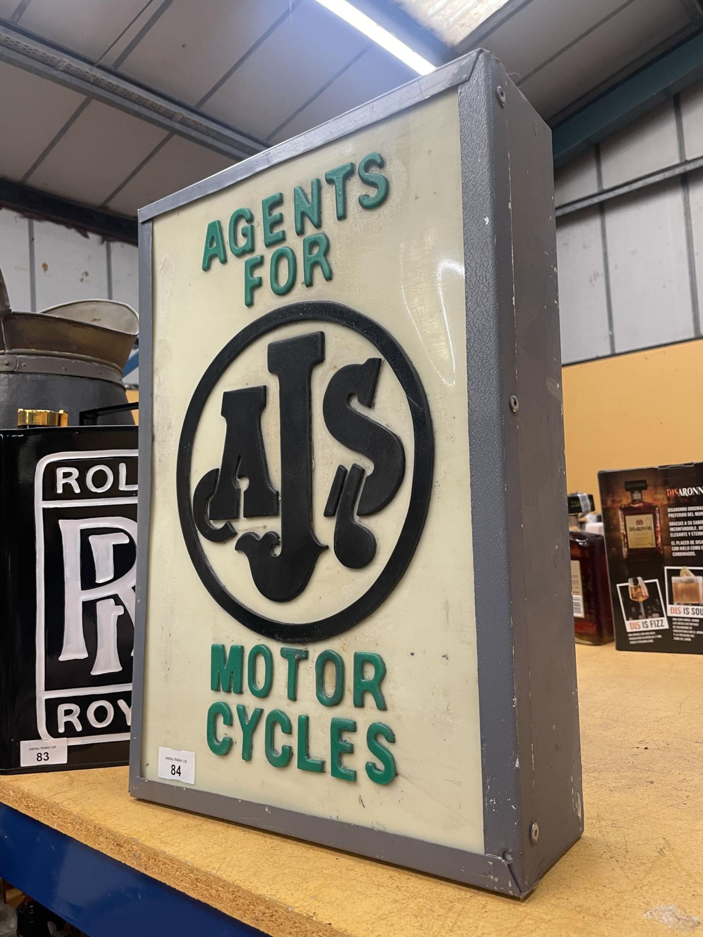 AN ILLUMINATED AGENTS FOR AJS MOTOR CYCLES SIGN - Bild 2 aus 2