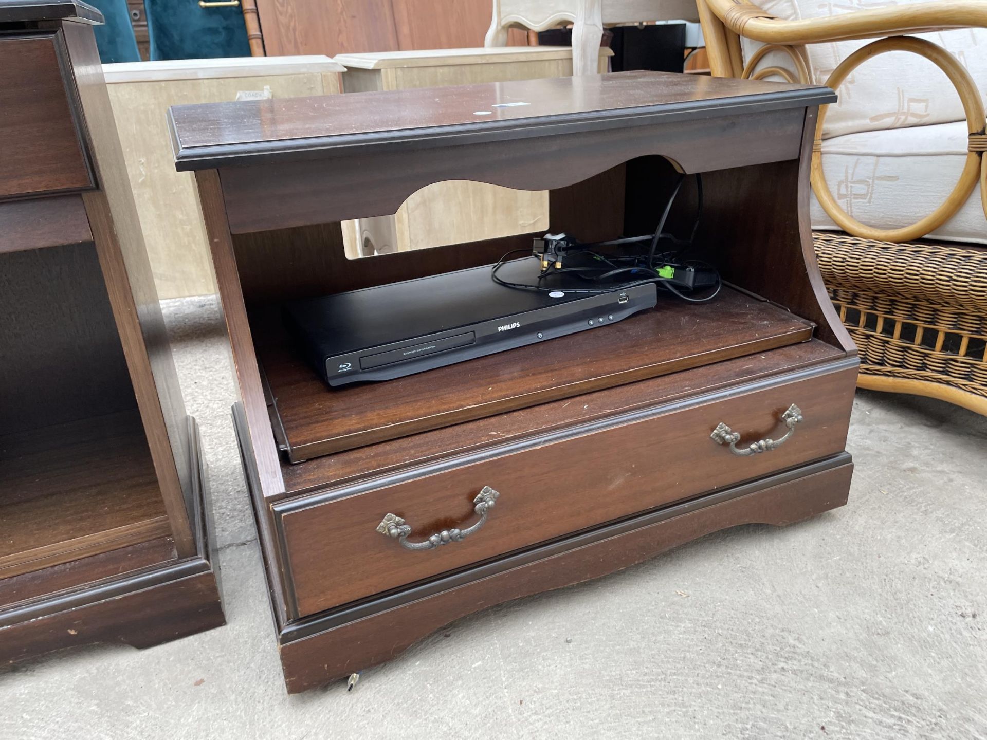 A MODERN TV STAND WITH PHILIPS DISC / DVD PLAYER AND UNIT WITH LP RACK - Image 2 of 3