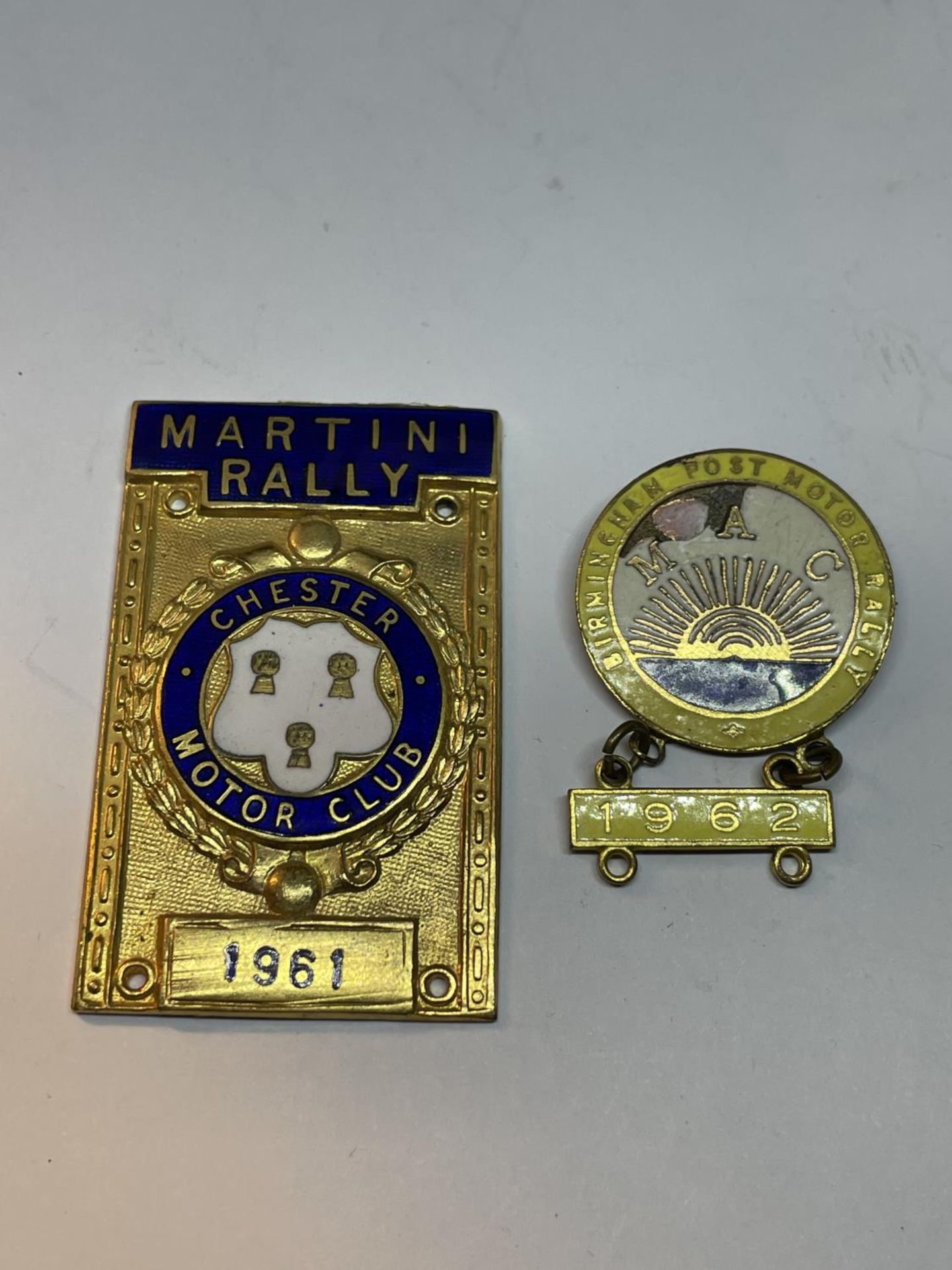 TWO RALLY MEDALS CHESTER 1961 AND BIRMINGHAM 1962