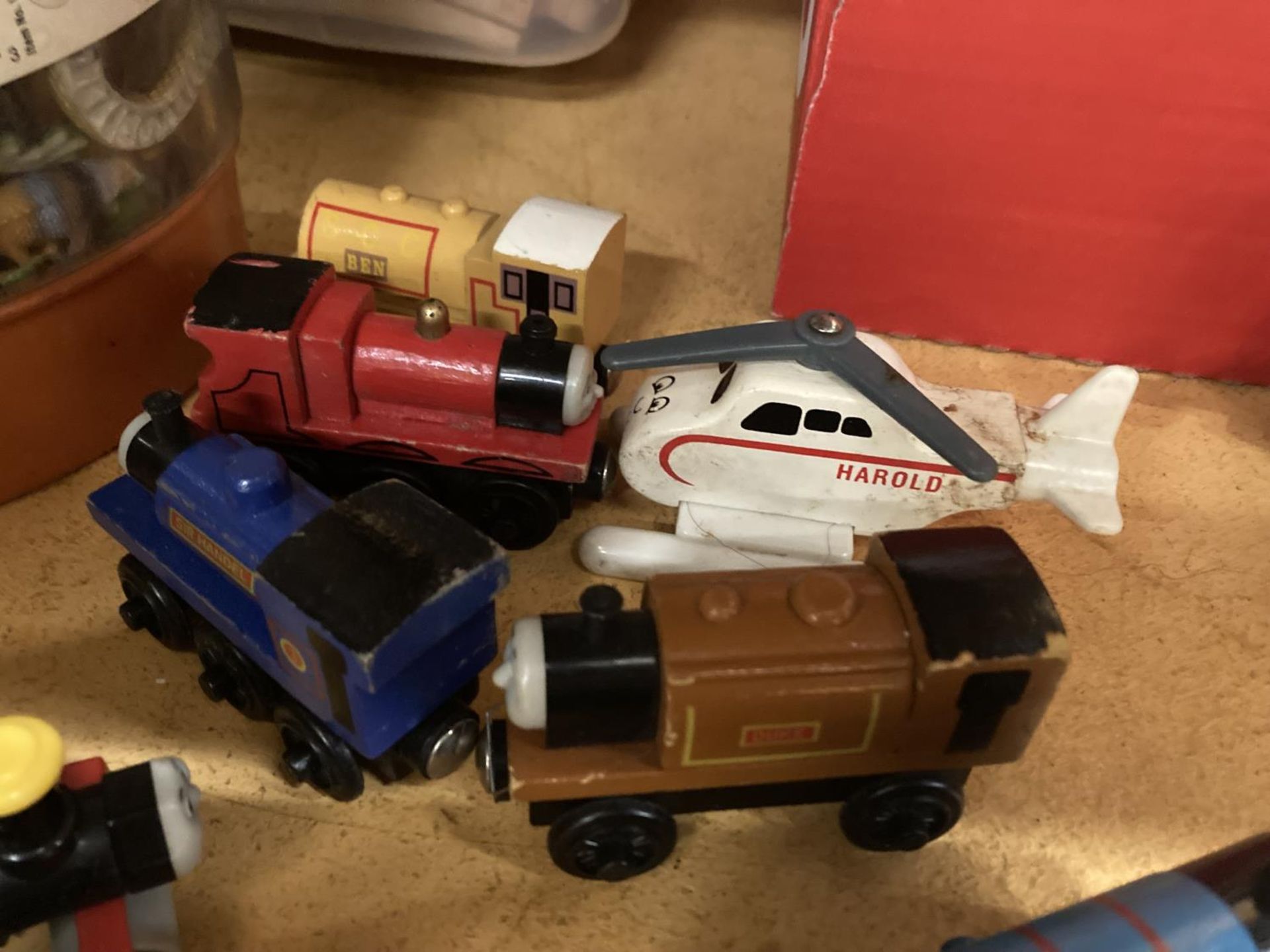 EIGHT VINTAGE WOODEN THOMAS THE TANK ENGINE TRAINS TO INCLUDE JAMES, GORDON, SIR HANDEL, CLARABEL, - Image 2 of 2