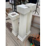 THREE CREAM PAINTED WOODEN JARDINAIRE STANDS