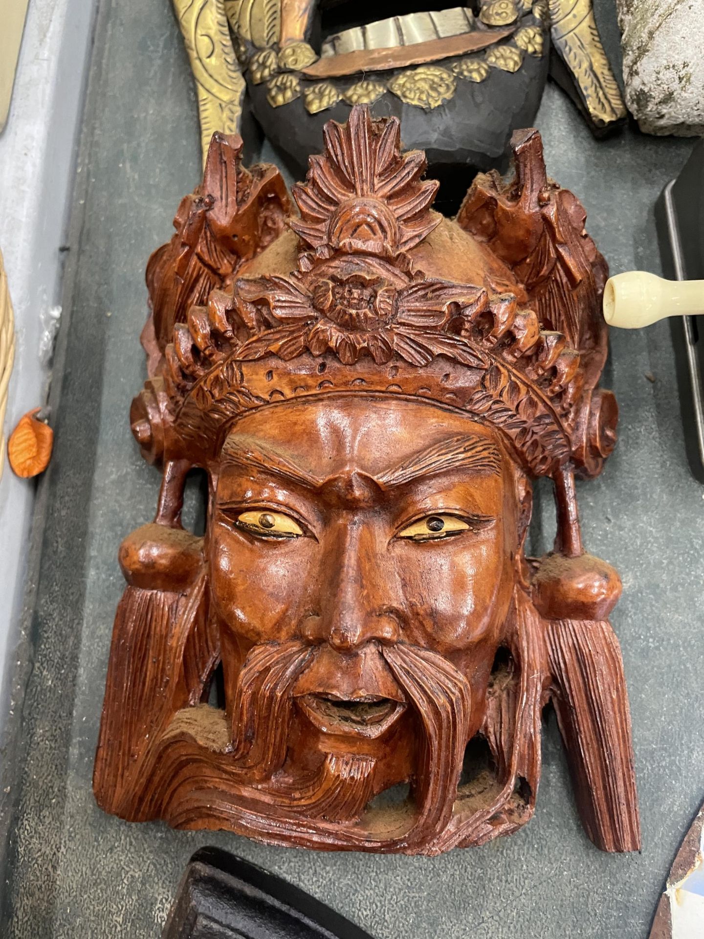 TWO WOODEN WALL MASKS - Image 2 of 4