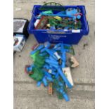 A LARGE ASSORTMENT OF TOYS TO INCLUDE THOMAS THE TANK TRACK AND TRAINS ETC